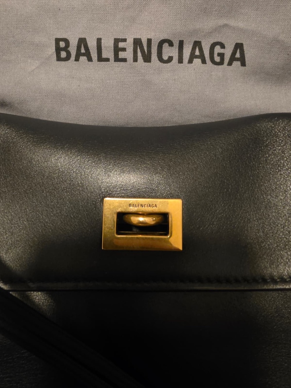 Balenciaga Black Leather Shoulder Bag with Gold Hardware - Picture 3 of 10